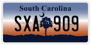 SXA909  license plate in SC