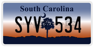 SYV534 license plate in South Carolina