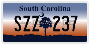 SZZ237 license plate in South Carolina
