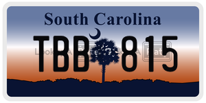 TBB815 license plate in South Carolina