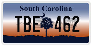TBE462  license plate in SC