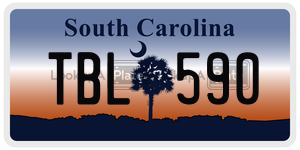 TBL590  license plate in SC