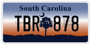 TBR878 license plate in South Carolina