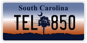 TEL850 license plate in South Carolina