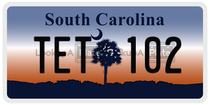 TET102  license plate in SC