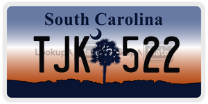 TJK522 license plate in South Carolina
