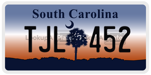 TJL452 license plate in South Carolina