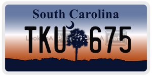 TKU675  license plate in SC