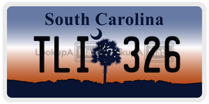 TLI326 license plate in South Carolina