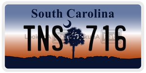 TNS716 license plate in South Carolina