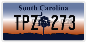TPZ273  license plate in SC