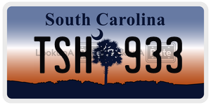 TSH933 license plate in South Carolina