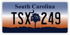 TSX249  license plate in SC