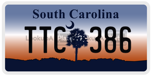 TTC386  license plate in SC