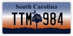 TTM984 license plate in South Carolina