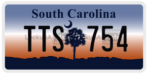 TTS754  license plate in SC