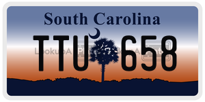 TTU658  license plate in SC