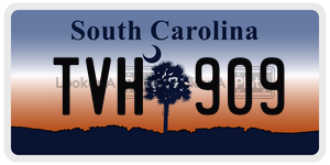 TVH909 license plate in South Carolina