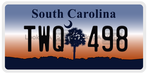 TWQ498 license plate in South Carolina