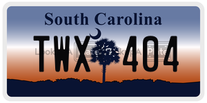 TWX404  license plate in SC