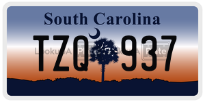 TZQ937 license plate in South Carolina