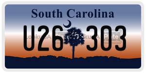 U26303  license plate in SC