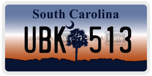 UBK513  license plate in SC