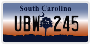 UBW245  license plate in SC