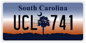UCL741 license plate in South Carolina