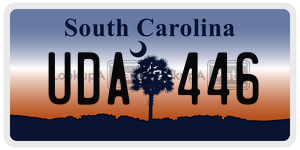 UDA446 license plate in South Carolina