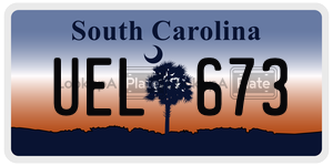 UEL673 license plate in South Carolina