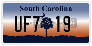 UF719 license plate in South Carolina