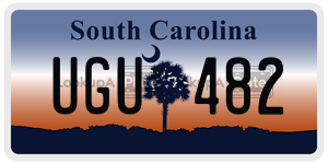 UGU482 license plate in South Carolina