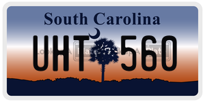 UHT560 license plate in South Carolina
