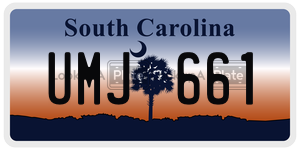 UMJ661  license plate in SC