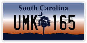 UMK165 license plate in South Carolina
