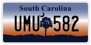 UMU582 license plate in South Carolina