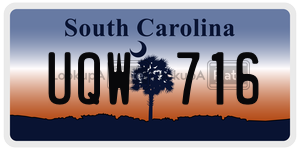 UQW716 license plate in South Carolina