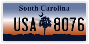 USA8076 license plate in South Carolina