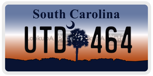 UTD464  license plate in SC