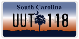 UUT118  license plate in SC