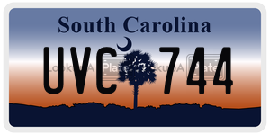 UVC744  license plate in SC