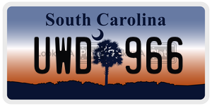 UWD966 license plate in South Carolina
