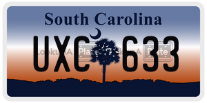 UXC633  license plate in SC