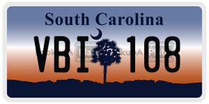 VBI108 license plate in South Carolina