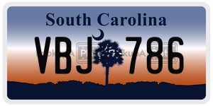 VBJ786 license plate in South Carolina