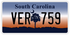 VER759 license plate in South Carolina