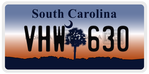VHW630 license plate in South Carolina