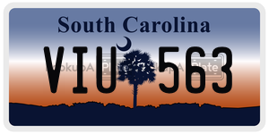 VIU563 license plate in South Carolina