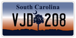 VJD208 license plate in South Carolina
